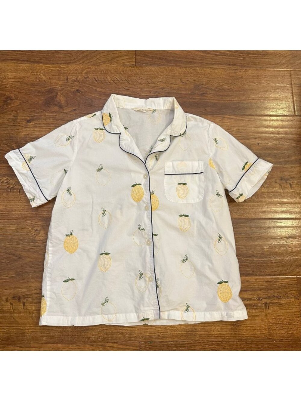 Printfresh embroidered lemon pajama shirt